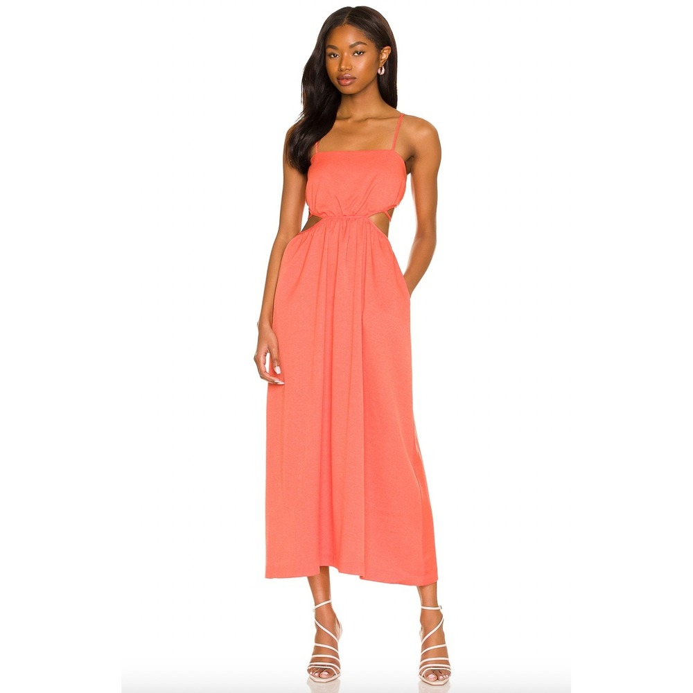 Line & Dot Skylar Maxi Dress S Tangerine Orange Vacation Resort Halloween Beach